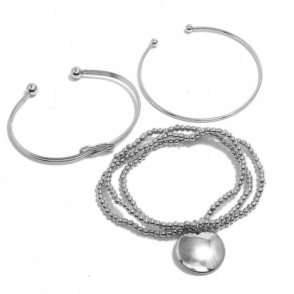 2/$20!  Curated Set of 3 Silver Bracelets - Picture 2 of 8